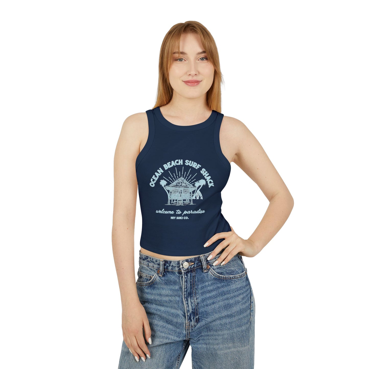 Ocean Beach Surf Shack - Navy - Racerback tank